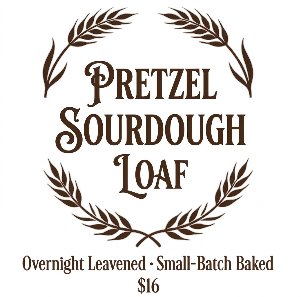 Pretzel Sourdough boule loaf. 
Cost $16.00