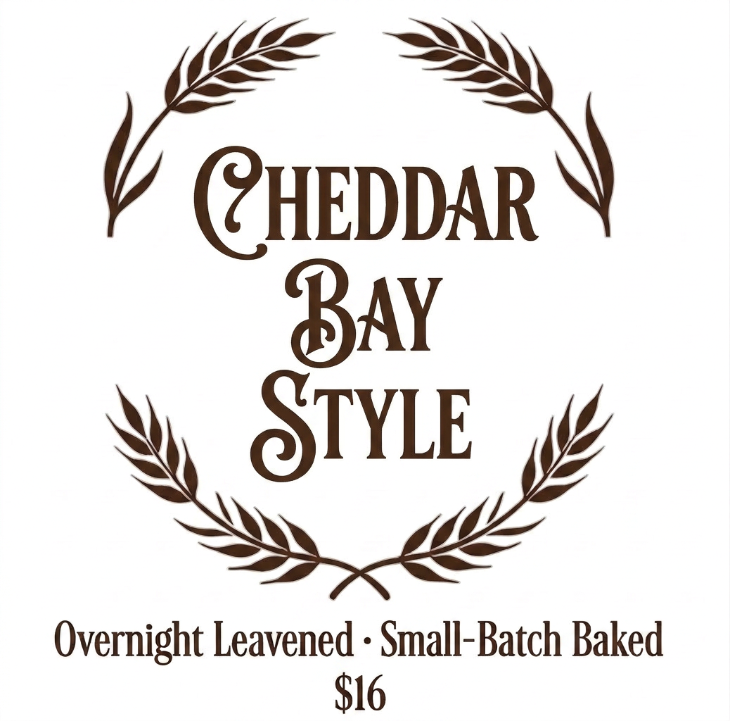 Cheddar Bay Style Sourdough boule loaf. 
Cost $16.00